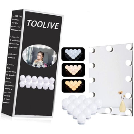 DONTODENT LED Vanity Mirror Lights, Hollywood Style USB Makeup Mirrior Strip Lights Kit with 12 Dimmable LED Bulbs, 3 Colours Modes 12 Levels Brightness Beauty Lights for Makeup Dressing Mirror