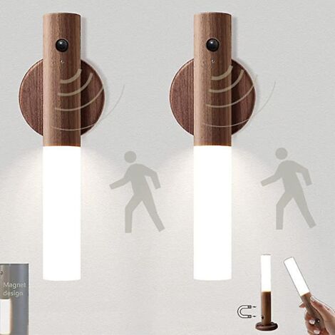 led Veilleuse Detecteur De Mouvement Lot De 2 Pile Applique Murale Interieur Rechargeable Usb Lumires Escalier Lampe Sans Fil Magntique Lumire De