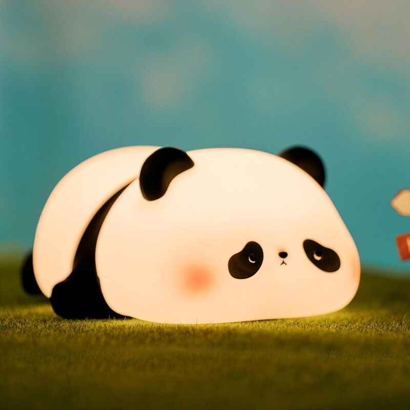 LED Veilleuse Enfant Bébé,3 Luminosité,Rechargeable,Fonction Minuterie, mignon Veilleuse Filles, Lampe panda en silicone tactile, aimable Deco pour