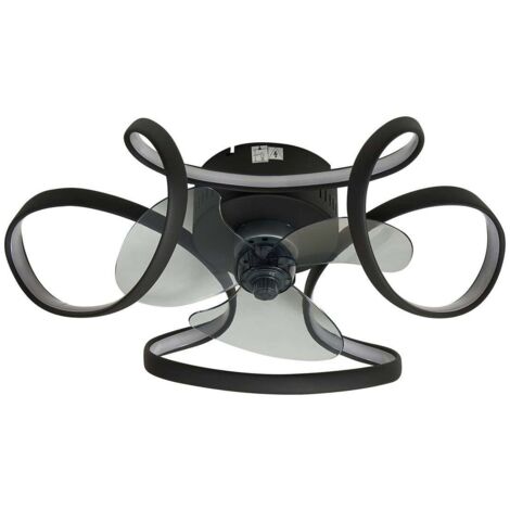 LED Ventilateur de plafond avec lampe à intensité variable 'Lomata' en aluminium pour salon & salle à manger