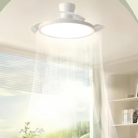 LED Ventilateurs de Plafond Lampe de Ventilateur Blanc Ventilateur Plafonnier Avec Lampe électrique Suspension Refroidissement Et Climatisation 42/48 Pouces RC 3 ContrôLe De Lame (42 pouces)