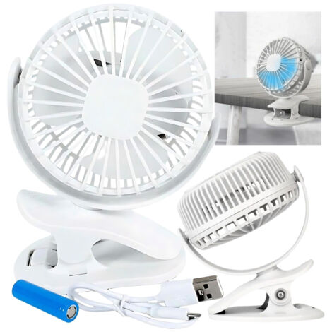 LED-Ventilator-Clip Stehpult weiß beleuchteter USB-Ventilator