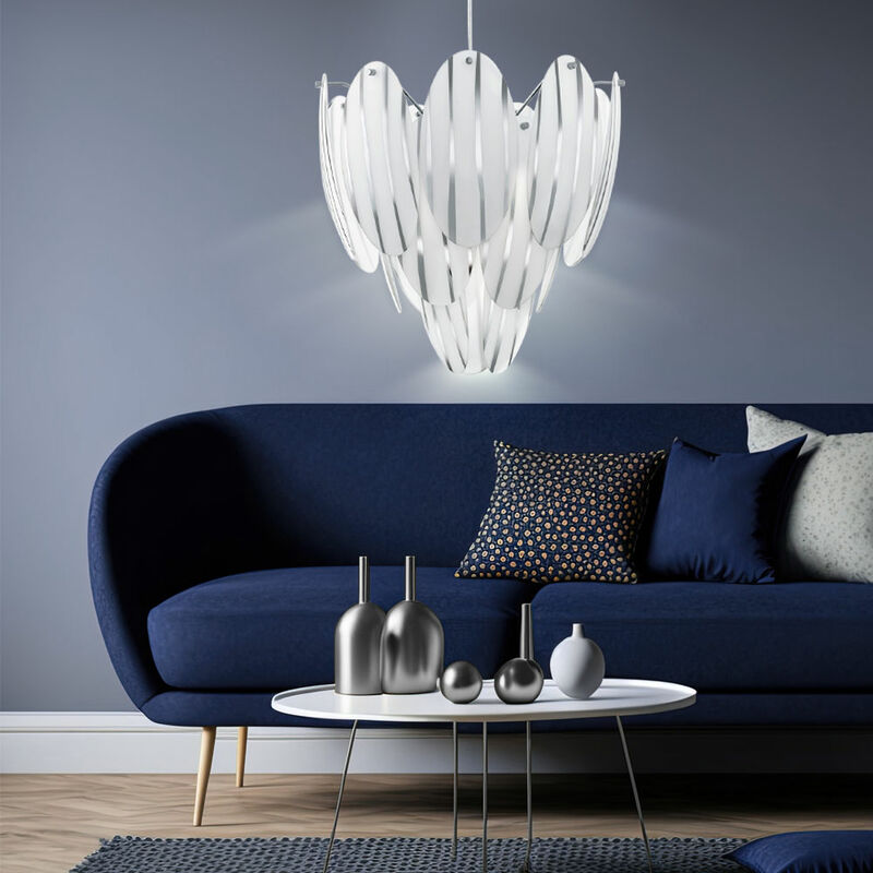 Image of Lampada a sospensione a sospensione a led da 9,5 watt di design in vetro con illuminazione decorativa cromata