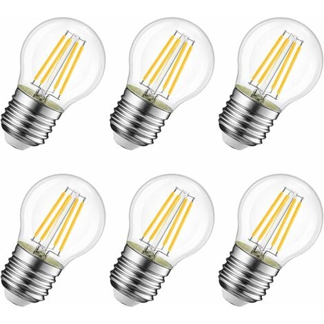 LED Vintage Globe Bulb,E27 LED Filament Bulb,6W G45 Golfball Mini Globe Bulb,60W Equivalent, 806Lm, Warm White 2700K, Not-dimmable,(6 PCS)
