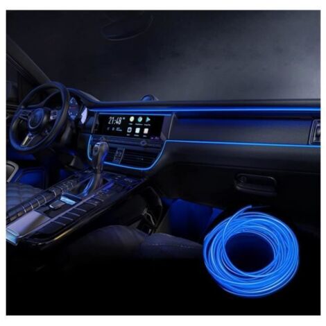 LED Voiture Interieur, USB EL Wire Auto Eclairage Intérieur LED de Voiture,Interstices du Ableau Bord (Bleu) Bleu 3 mètres de long