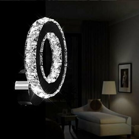 GOECO LED Wall Lamp, Crystal Wall Lights, K9 Crystal 16W LED Wall Sconce for Living Room Bedroom,Cold White Light