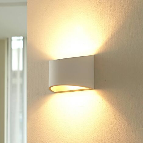 main image of "LED Wall Light 'Heiko' dimmable (modern) in White made of Plaster/Clay for e.g. Living Room & Dining Room (1 light source, G9) from Lindby | wall lighting, wall lamp"