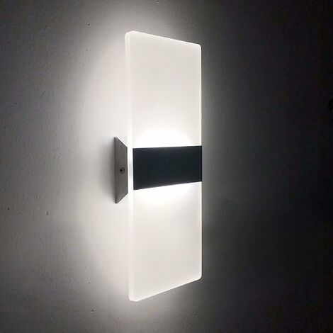 LED Wall Light Indoor 12W Modern Acrylic Wall Lights for Bedroom Living Room Balcony Porch Office Hotel and Corridor (Cool White, 6500K) [Energy Class E]