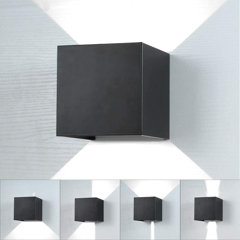 Axhup - LED Wall Light Indoor Modern 12W Aluminum Wall Lamp Sconce Fixtures for Living Room Bedroom (Black, Cool White)