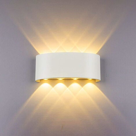 AXHUP LED Wall Light Outdoor Indoor, 8W Modern Aluminum Wall Lamp Up Down IP65 for Living Room Bedroom Stairs (White/Warm White)