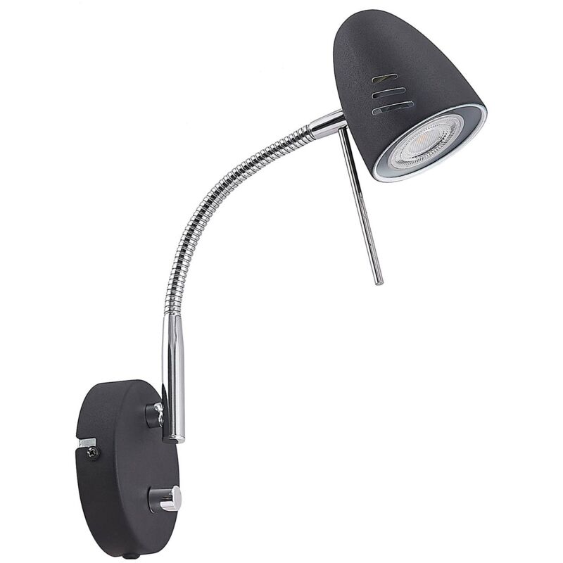 Lindby - Wall Light Shreena dimmable (modern) in Black made of Metal for e.g. Living Room & Dining Room (1 light source, GU10) from sand black, chrome