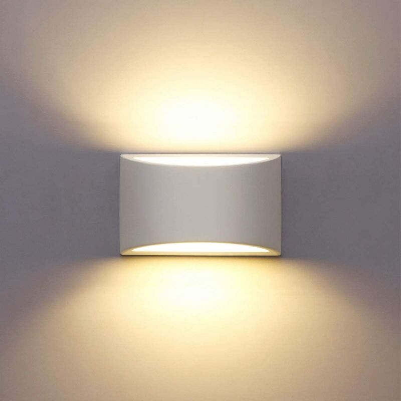 Briday - LED Wall Lights Indoor Modern White Plaster Wall Wash Lights 7W Warm White LED Sconce Up and Down Wall Lamp for Living Room, Bedroom,