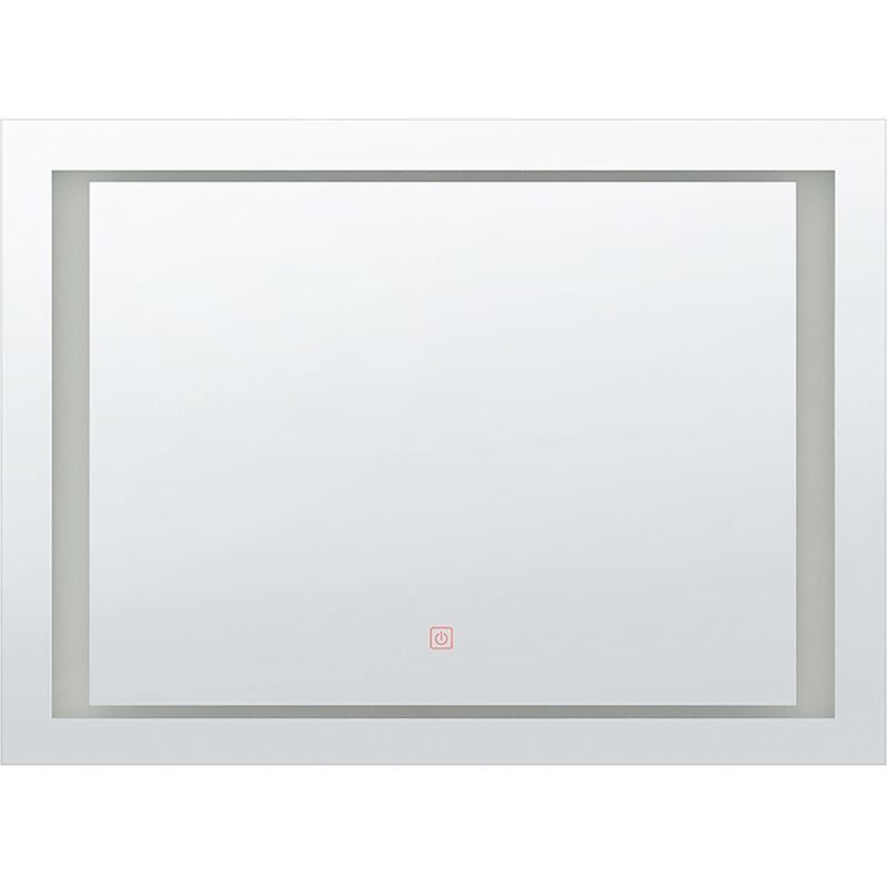 Modern Rectangular Wall Mirror Silver Bathroom Bedroom LED 60 x 80 cm Eyre - Silver