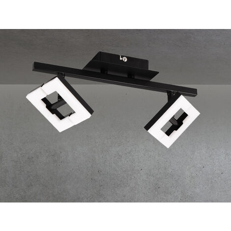 LED Wand- & Deckenstrahler in Schwarz / Weiß, Spots geteilt, Breite 36cm