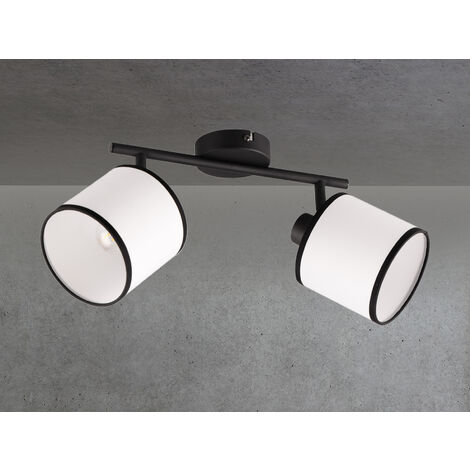 LED Wand- & Deckenstrahler mit Stoffschirm in Schwarz/Weiß, Breite 35cm