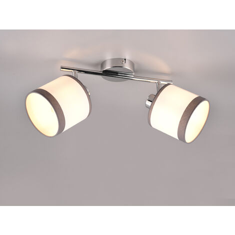 LED Wand- & Deckenstrahler mit Stoffschirmen in Weiß/Grau, Breite 35cm