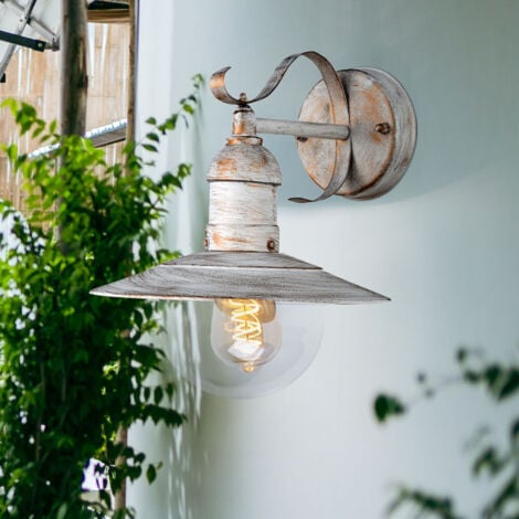 ETC-SHOP LED Wandlampe Außenleuchte Haustürlampe Laterne weiß gold Wandleuchte Gartenlampe, Stahl, 11W 1055lm warmweiß, BxH 24 x 25,6 cm