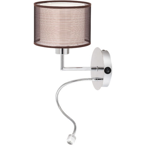 LED Wandlampe braun mit Leselicht - Braun, Silber