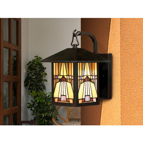 LED Wandlaterne im Tiffany Stil für Innen & Außen, 29cm klein
