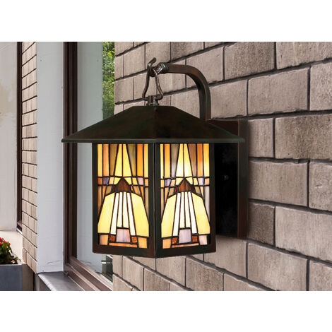 LED Wandlaterne im Tiffany Stil für Innen & Außen, Höhe 31cm