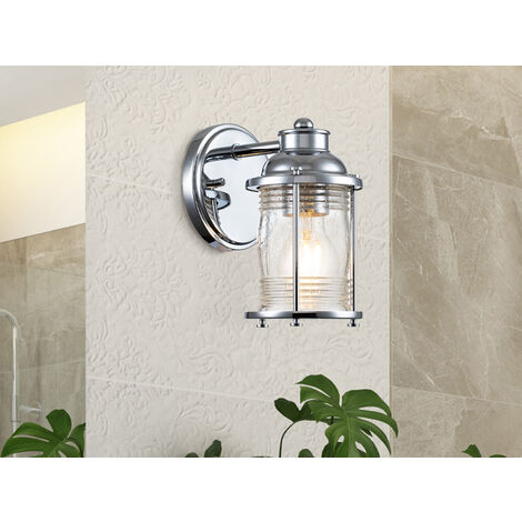 LED Wandlaterne in Chrom für Badezimmer & Wohnraum, Höhe 21cm