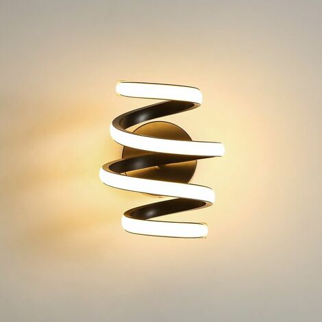 Led Wandleuchte 24W Schwarz Spirale Einfache Moderne Kreativität Aluminium Metall Wandleuchte 3000K Innenwandleuchte Geeignet für Schlafzimmer, Flur, Wohnzimmer, Bar
