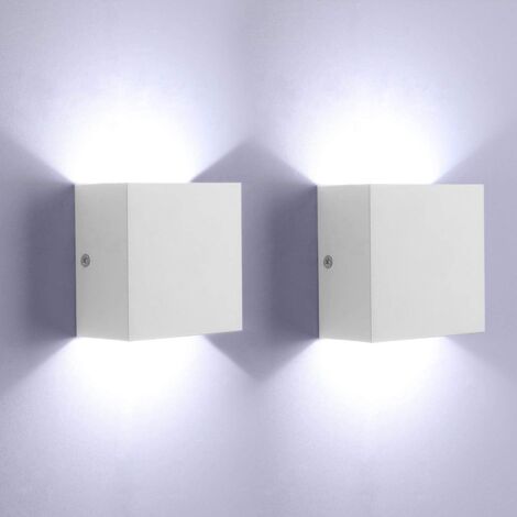 LED Wandleuchte, 2er Modern Up and Down Wandlampe 6W Kaltweiss für Wohnzimmer, Schlafzimmer, Flur, Treppen (Weiß)