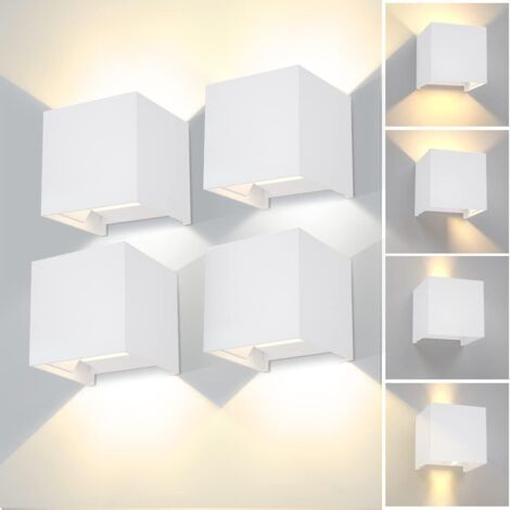 LED-Wandleuchte – 4er-Set – Schwarzes Aluminium – 12 W, Schutzart IP65 – Verstellbarer Winkel – Für den Innen- und Außenbereich – 10 x 10 x 10 cm