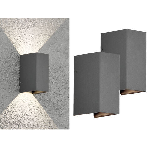 LED Wandleuchte ALU 2er SET Anthrazit Lichtaustritt verstellbar IP54 Höhe 17cm