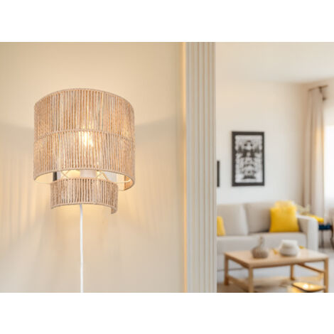 LED Wandleuchte aus Papiergarn mit Stecker und Schalter, Höhe 24cm