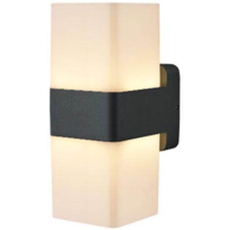 LED Wandleuchte außen Aluminium IP44 20,5 cm hoch Schwarz Weiß eckig 3000 K warmweißes Licht 900 lm