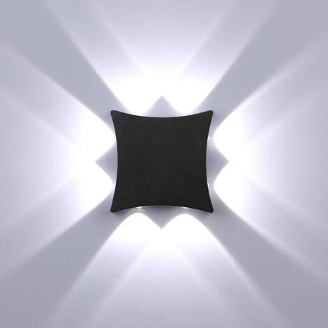 LED Wandleuchte Außen Innen Wandleuchte 8W Wasserdicht IP65 Wandleuchte Schwarz Wandbeleuchtung für Badezimmer Flur Kinderzimmer Treppenhaus Wohnzimmer Schlafzimmer Kaltes Weiß