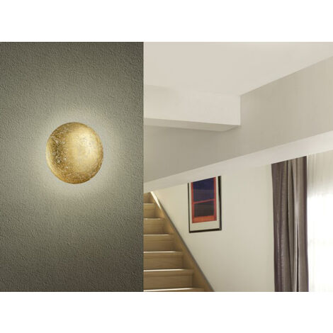 LED Wandleuchte CHIROS aus Metall, indirekte Beleuchtung in Blattgold, Ø 22cm