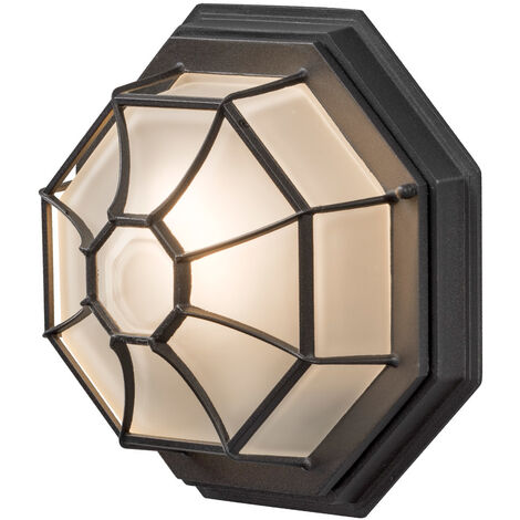 LED Wandleuchte / Deckenlampe für Außen schwarz mit gefrostetem Acrylglas Ø 27cm