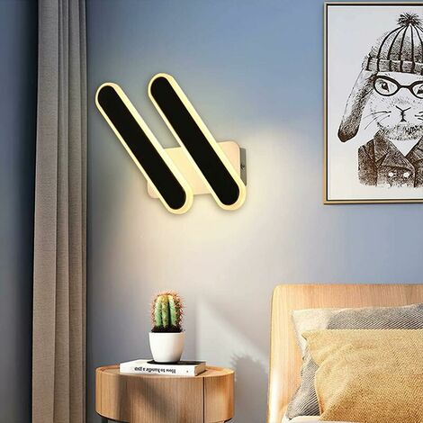 LED-Wandleuchte für den Innenbereich, 12 W Beleuchtungskörper, moderne Wandleuchte, drehbare Wandleuchten für Schlafzimmer, warmweiße Nachttischlampe (schwarz) –