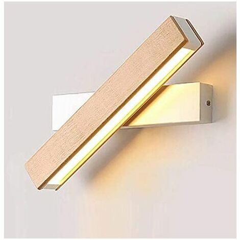 LED-Wandleuchte für den Innenbereich, 360 ° drehbar, mit einfacher Massivholzbeleuchtung, moderne Wandleuchte für Schlafzimmer, Arbeitszimmer, Flur, Wohnzimmer, warmweiß (21 cm)