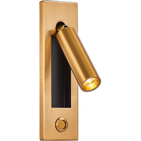 LED-Wandleuchte für den Nachttisch, verstellbare Einbauleuchte mit Schalter, Leselampe, kabelgebundener Strahler für das Schlafzimmer (Gold)