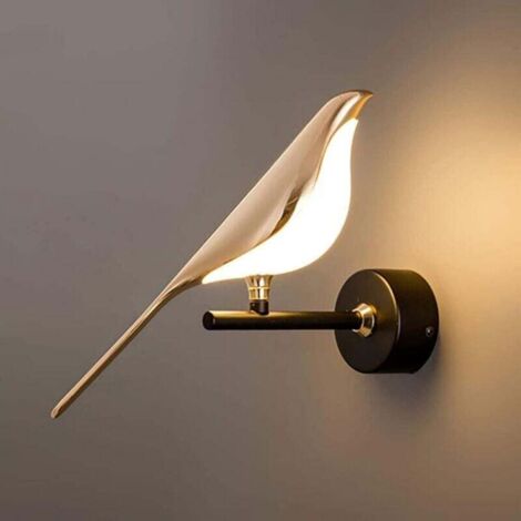 LED-Wandleuchte in Vogelform, modernes Design aus goldfarbenem Metall, drehbare Leuchte fürs Schlafzimmer