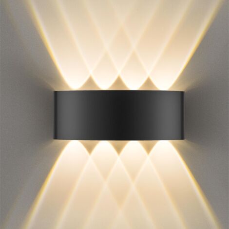 LED Wandleuchte Innen IP65, 8W Wandlampe Up Down mit 8 Lichtquellen, 3000K Warmweiß Außenwandleuchte aus Aluminium, LED Wandbeleuchtung für Wohnzimmer Schlafzimmer Treppenhaus Flur
