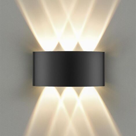 LED Wandleuchte IP65 für Innen und Außen, 6W Wandlampe Up und Down mit 6 Lichtquellen, 3000K Warmweiß Außenwandleuchte, Aluminium LED Lampe für Wohnzimmer Schlafzimmer Treppenhaus Flur Balkon