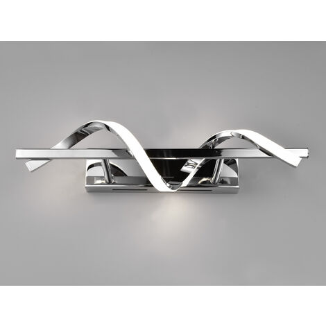 LED Wandleuchte ISABEL Spirale Chrom 3 Stufen Dimmer, Breite 46cm