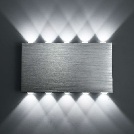 LED Wandleuchte Kaltes Weiß 10w Moderne Wandleuchte Aluminium Deckenleuchte für Schlafzimmer Wohnzimmer Bad Flur Treppe (Silber)
