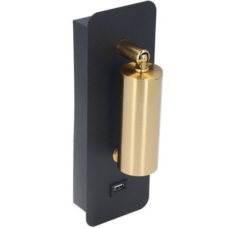 LED-Wandleuchte mit minimalistischem Schlüsselschalter, USB-Ladefunktion, schwarz oder gold, neutrales Licht, Nachttischleuchte, 85–265 V