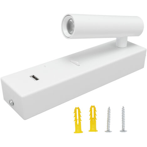 LED-Wandleuchte mit USB-Anschluss und Netzstecker, verstellbarem Winkel, integriertem Schalter, 100–240 V, warmweiß, modernes Design