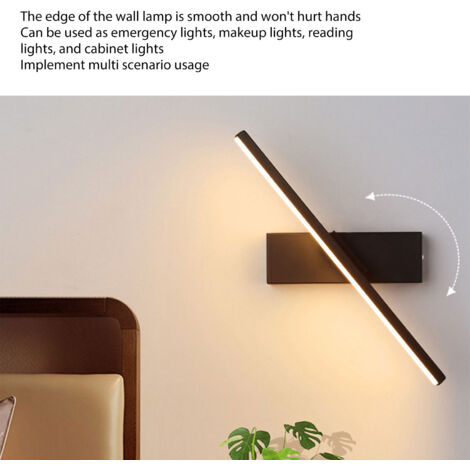 LED-Wandleuchte mit verstellbarem Drehstab für Ambientebeleuchtung, zum Lesen oder Schminken, mit warmweißem Licht (85-265V).