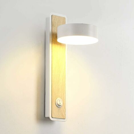 LED Wandleuchte Moderne Innenwandleuchte mit Druckschalter Massivholz Wandleuchte Drehbar 350° Winkel geeignet für Hotelflurtreppen