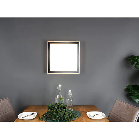 LED Wandleuchte SOLSTAR für Wand & Decke Holzdesign, Quadrat 28x28cm