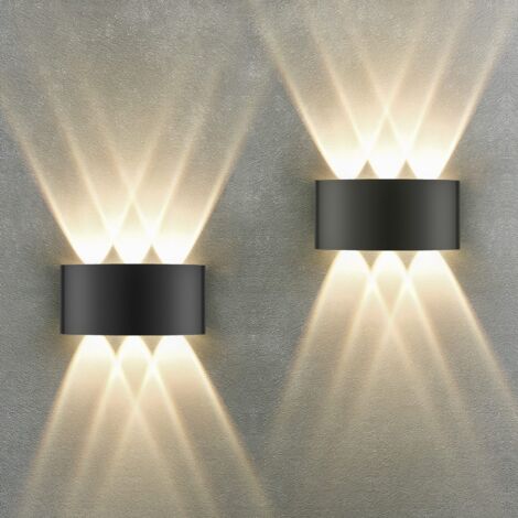 LED Wandleuchte Up Down Außenwandleuchte Schwarz IP65 2PCS
