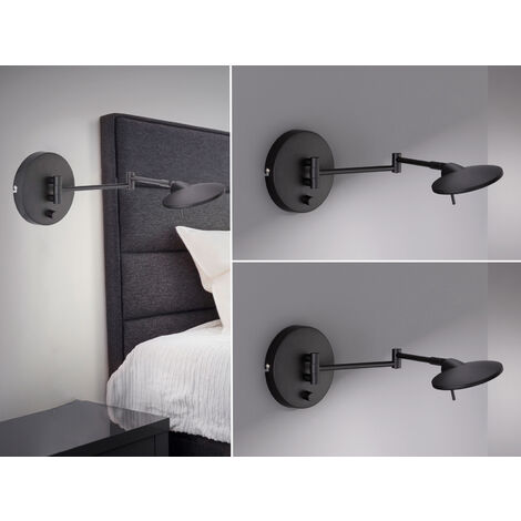 LED Wandleuchten 2er SET Schwarz verstellbar stufenlos dimmbar - 55cm