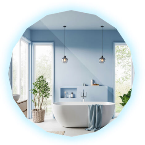 LED Wandspiegel - Beleuchtung Spiegel für das Badezimmer zum Schminken - Integrierte LED Beleuchtung (Kalt 6500K) - 100x100 cm - Montagesystem